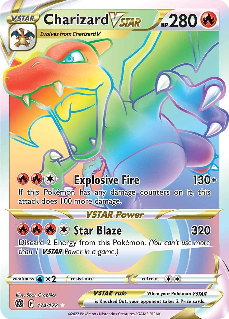 Pokémon TCG – Charizard VSTAR 174/172 (Brilliant Stars) Rainbow Secret Rare – BGS 9.5 Gem Mint