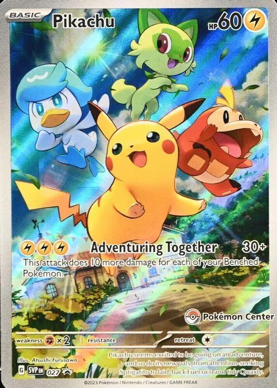 Pikachu Pokémon Center Stamped Promo 027/SVP EN – Scarlet & Violet Black Star Promos | English | Ready to Ship
