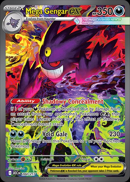 Mega Gengar ex 284/217 Special Illustration Rare SIR Ascended Heroes Pokemon TCG