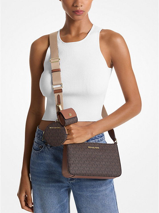 Jet Set Medium Leather Crossbody Bag with Case for Apple Airpods Pro