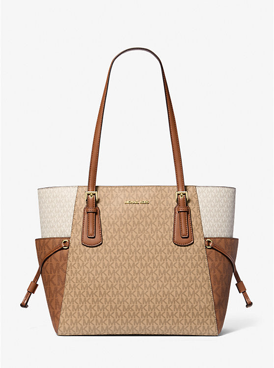 Michael Kors Voyager Large Color-Block Signature Logo Tote Bag