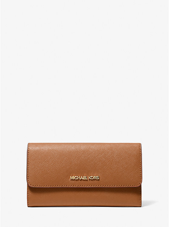 Michael Kors Jet Set Travel Crossgrain Leather Tri-Fold Wallet