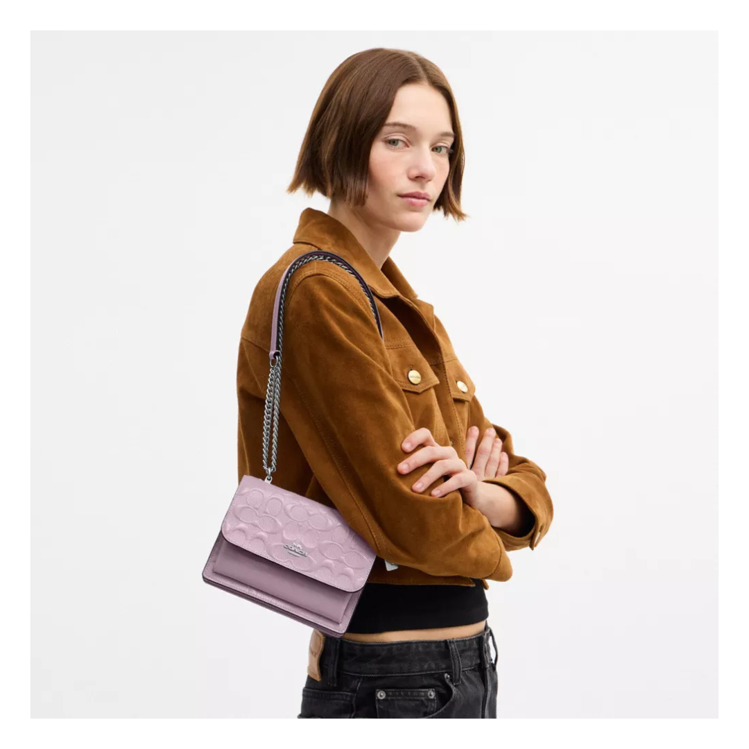 Coach Women Mini Klare Crossbody Bag in Signature Canvas – Silver