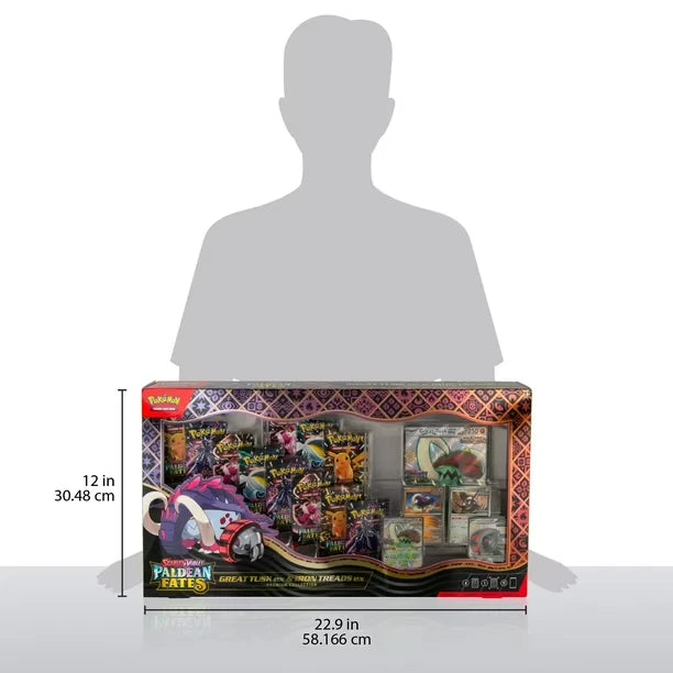 Paldean Fates Great Tusk ex and Iron Treads ex Premium Collection box size reference