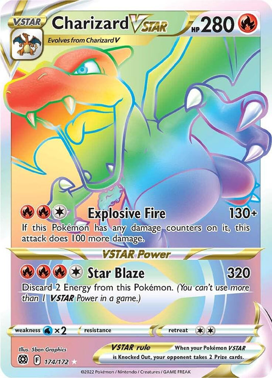 Pokémon TCG – Charizard VSTAR 174/172 (Brilliant Stars) Rainbow Secret Rare – BGS 9.5 Gem Mint