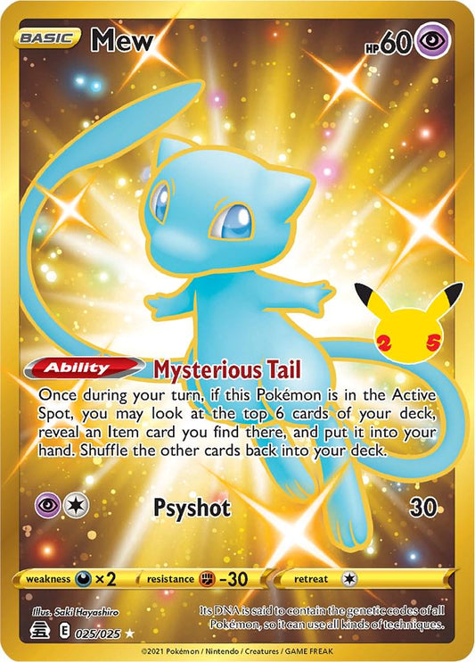 Pokémon TCG – Mew 025/025 (Celebrations) Secret Rare Gold – PSA 10