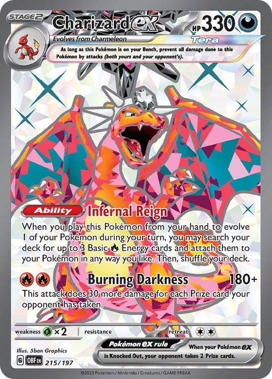 Pokemon TCG Charizard ex 215/197 Obsidian Flames Near Mint