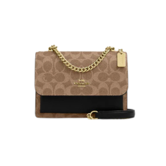 Coach Women Mini Klare Crossbody Bag in Signature Canvas – Gold/Tan/Black/Multi