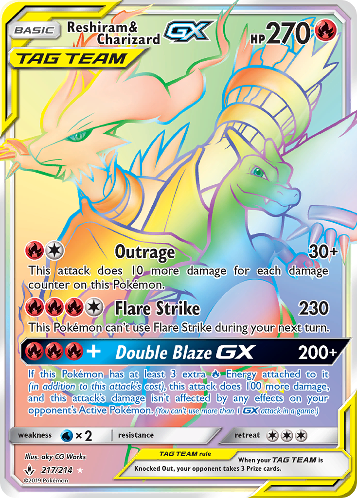 Reshiram & Charizard-GX 217/214 Pokemon card