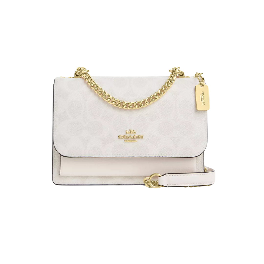 Coach Mini Klare Crossbody Bag in Signature Canvas Gold/White/Chalk