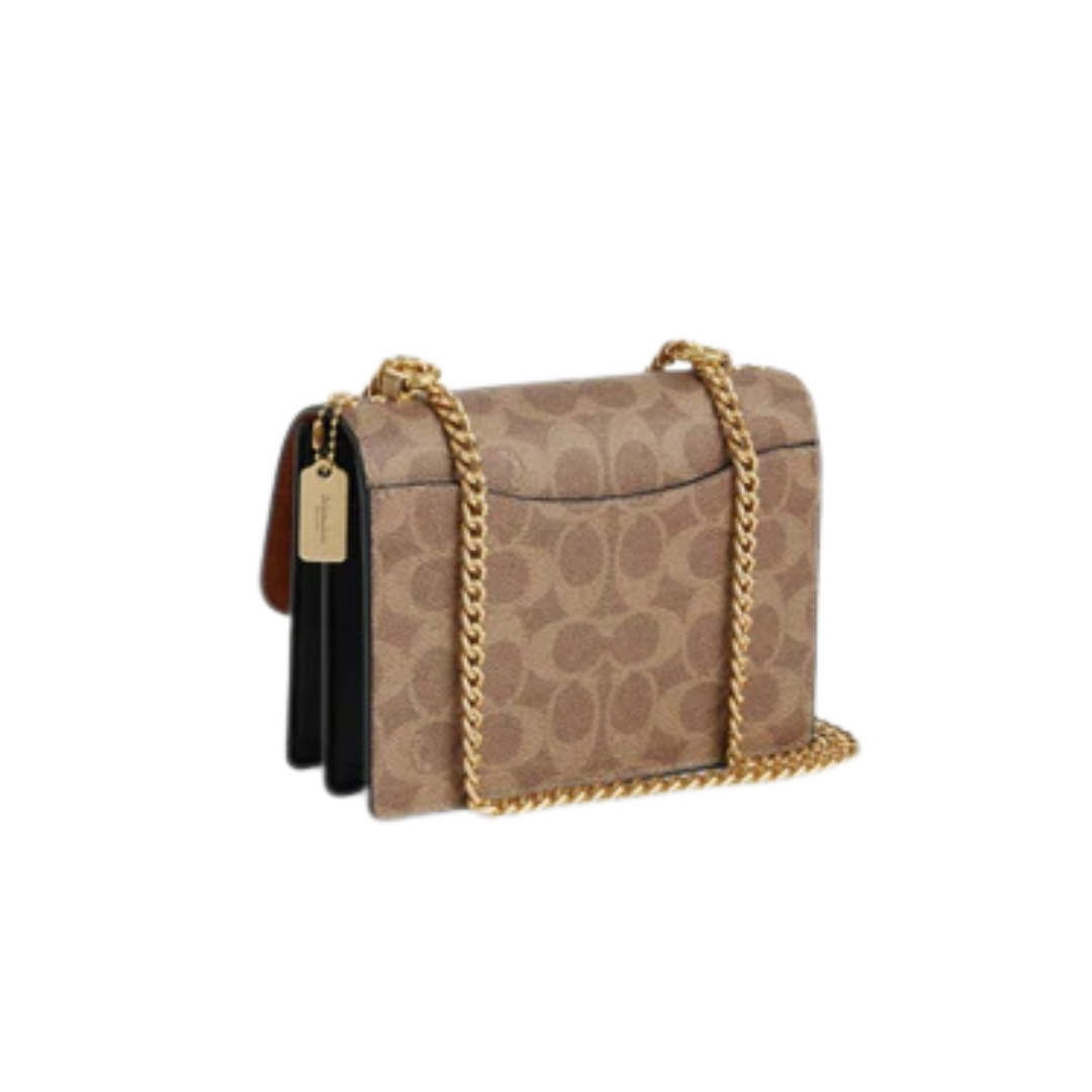Coach Women Mini Klare Crossbody Bag in Signature Canvas – Gold/Tan/Black/Multi