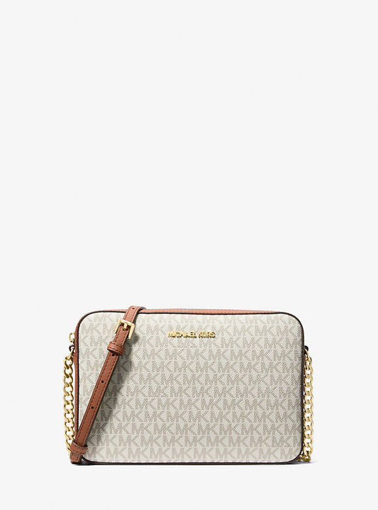 Michael Kors Jet Set Medium Metallic Signature Logo Crossbody Bag