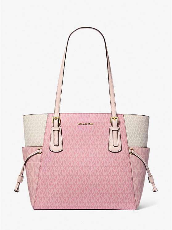 Michael Kors Voyager Large Color-Block Signature Logo Tote Bag