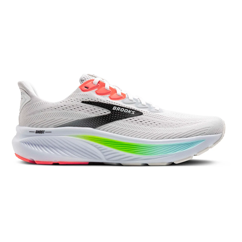 Brooks Ghost 17 Men Running Shoes – White/Pink/Gecko