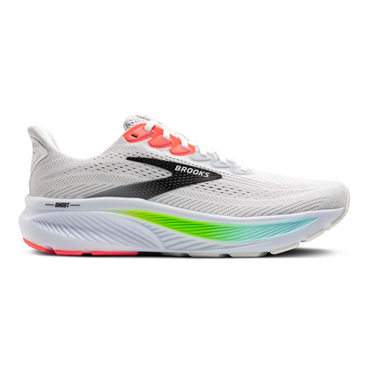 Brooks Ghost 17 Men Running Shoes – White/Pink/Gecko