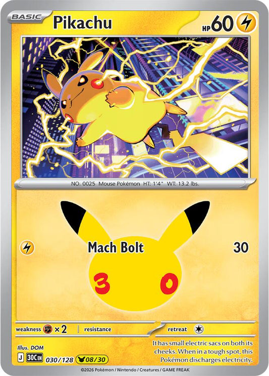 Pikachu complete 30-card collection Pokémon 30th Celebration