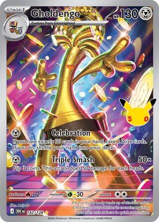 Gholdengo 142/128 Illustration Rare (IR) Pokémon 30th Celebration