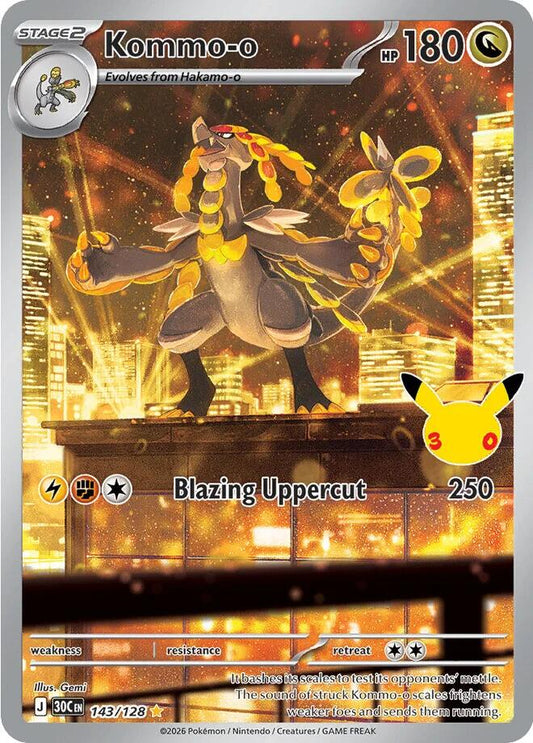 Kommo-o 143/128 Illustration Rare (IR) Pokémon 30th Celebration