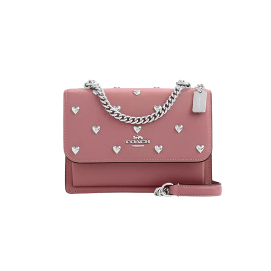 Coach Women Mini Klare Crossbody Bag in Signature Canvas – With Heart Rivets