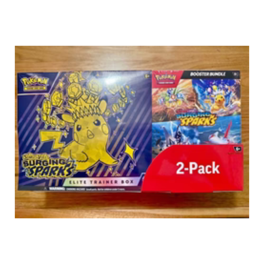 Pokémon Surging Sparks 2-Pack Trainer Box & Booster Bundle – ETB + 6 Boosters