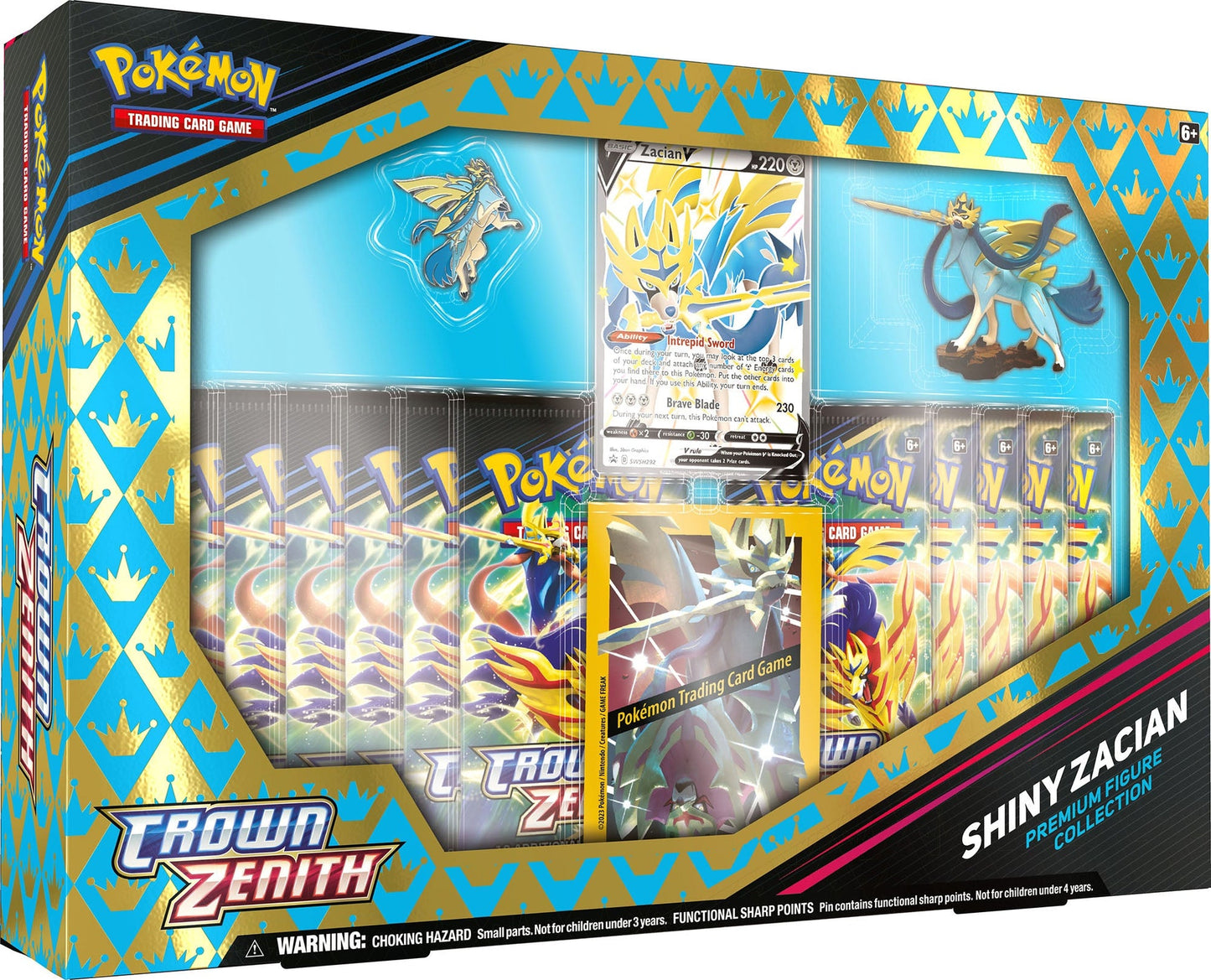 Pokémon TCG Crown Zenith Shiny Zacian Premium Figure Collection with 11 booster packs