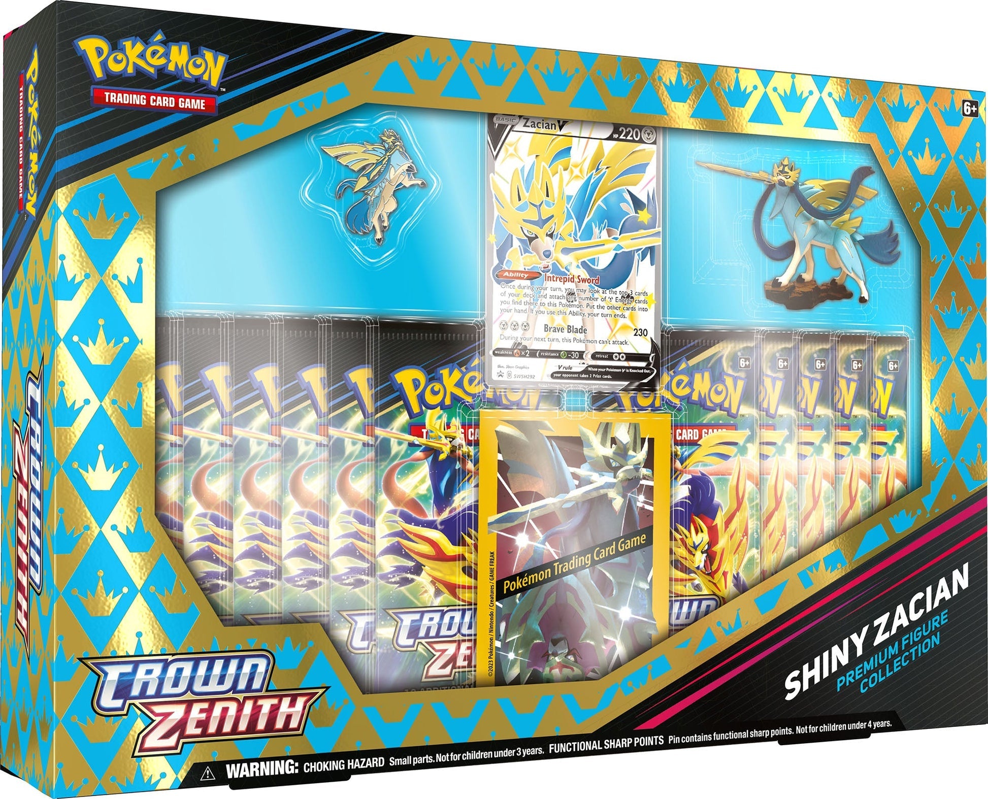 Pokémon TCG Crown Zenith Shiny Zacian Premium Figure Collection with 11 booster packs