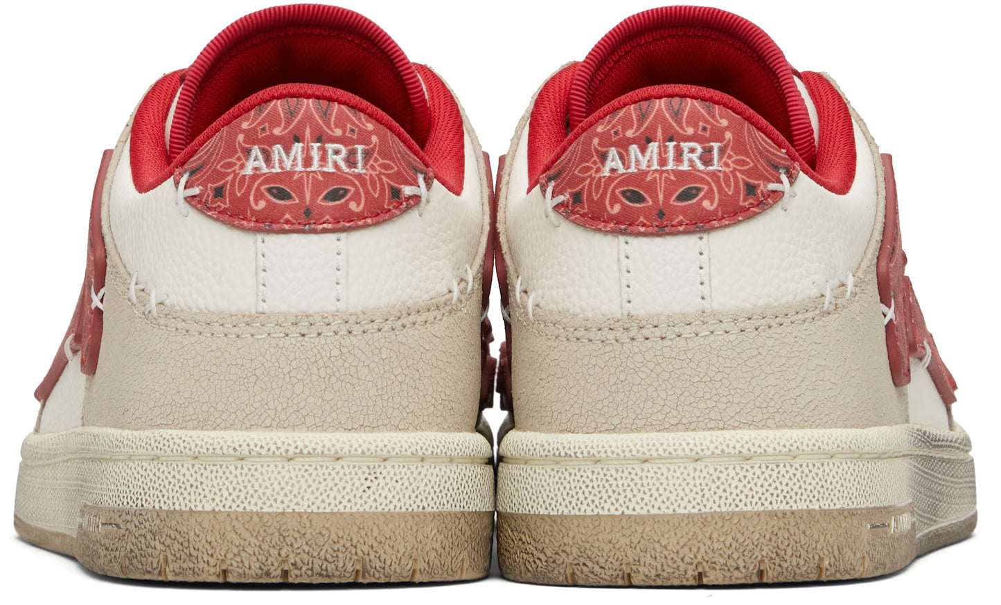 AMIRI Red & White Bandana Skel-Top Low Sneakers