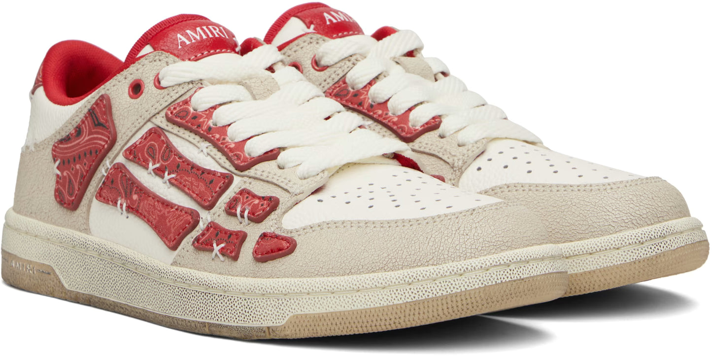 AMIRI Red & White Bandana Skel-Top Low Sneakers