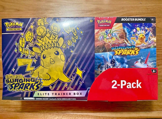 Pokémon Surging Sparks 2-Pack Trainer Box & Booster Bundle – ETB + 6 Boosters