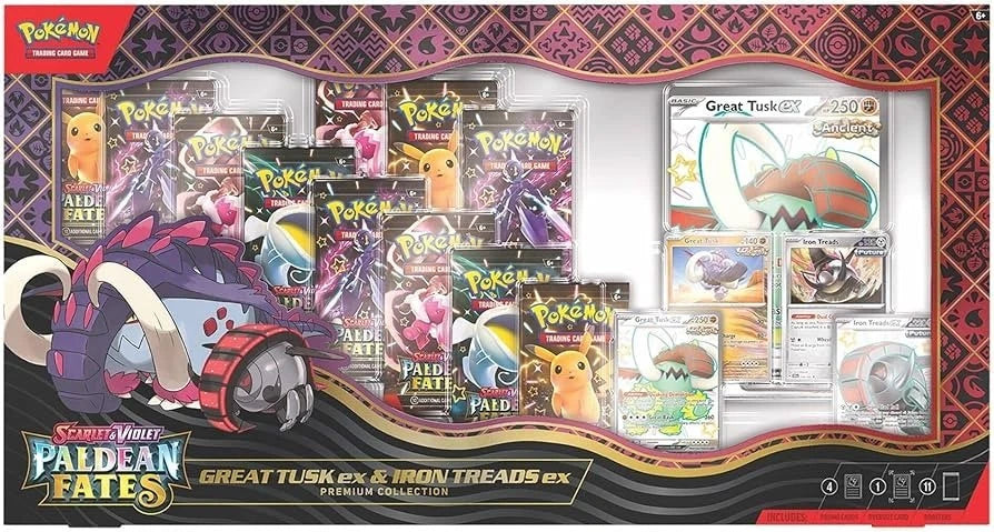 Pokémon TCG Paldean Fates Great Tusk ex and Iron Treads ex Premium Collection